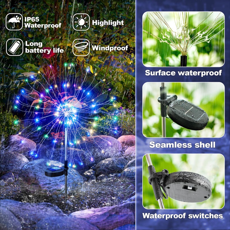 Anordsem Solar Lights Outdoor Decorative: Bendable Copper Wire with 120 LED Firework Beads - Waterproof DIY Colorful Fun Decorating Yard Garden Patio - Christmas Gifts for Homeowner Over 30 - Image 5
